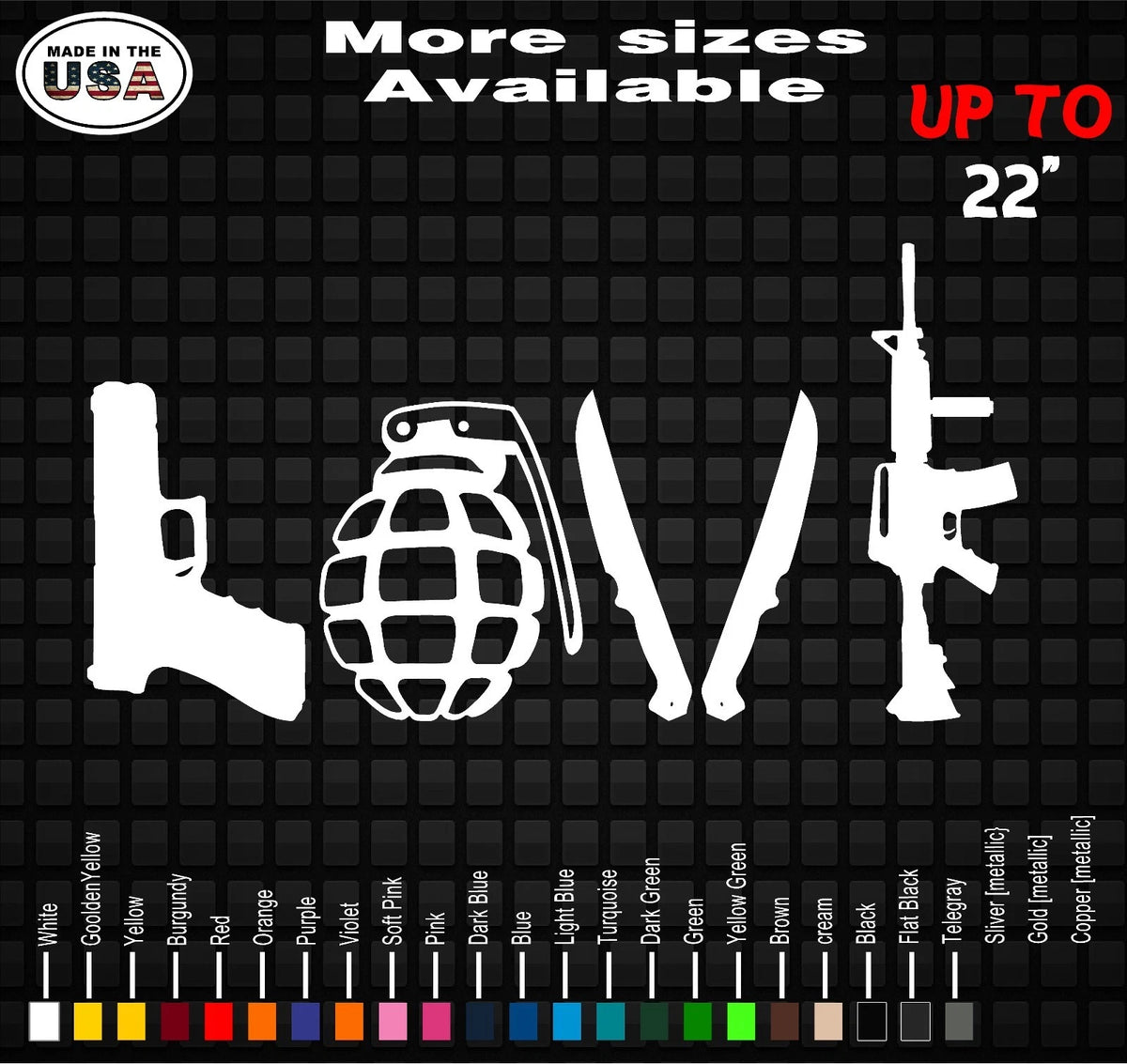 Gun Rights Vinyl Sticker GUN LOVE Hunting Gun Rights Vinyl Weatherproof Vinyl Decal Sticker