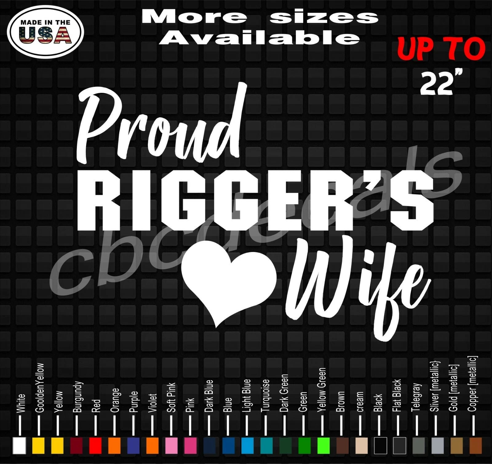 Proud Riggers Wife Vinyl Decal Sticker | Riggers Wife Stickers | Rigge