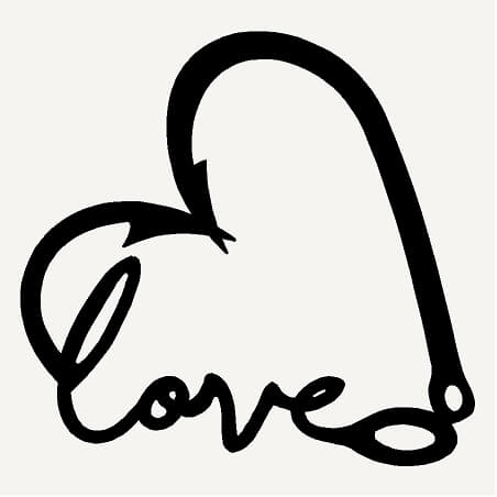 Download Love Fish Hook Heart Fishing Vinyl Decal Sticker Country Boy Customs Store