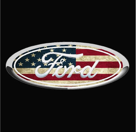 FORD  LOGO AMERICAN FLAG DECAL NEW 10.”X 7” 