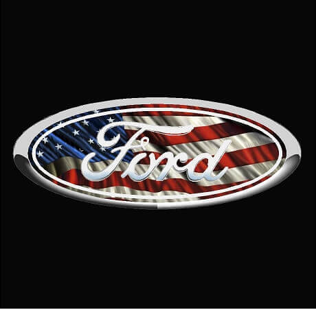 10.”X 7” NEW FORD  LOGO AMERICAN FLAG DECAL 