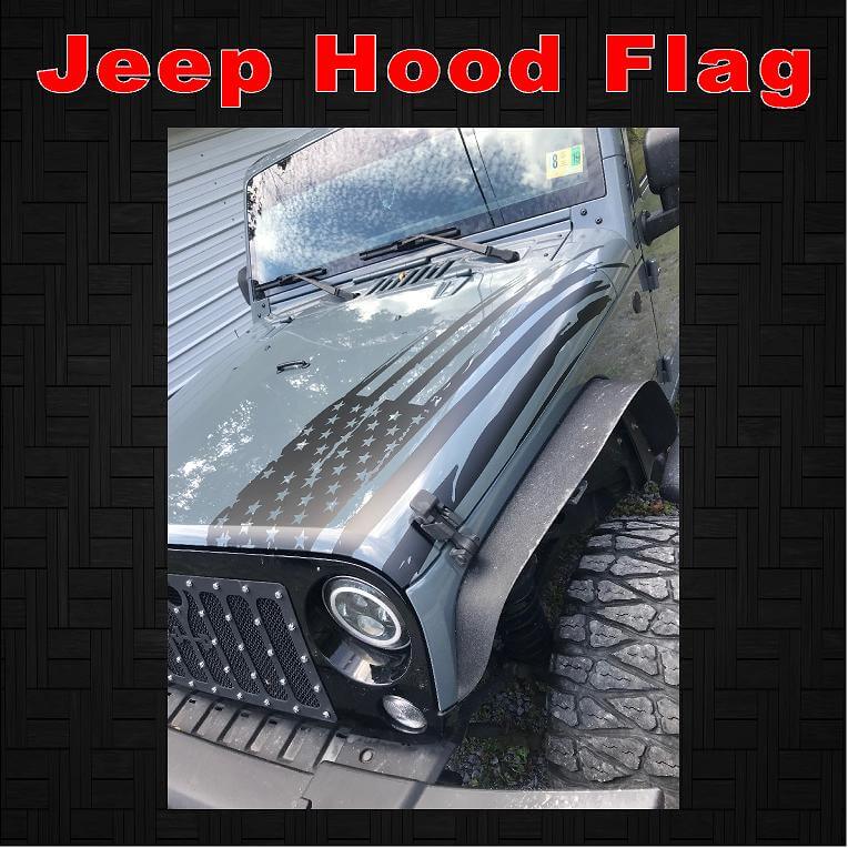 Distressed American Flag Hood Decal Custom Made For “Jeep Wrangler Rubicon”  – Country Boy Customs Store
