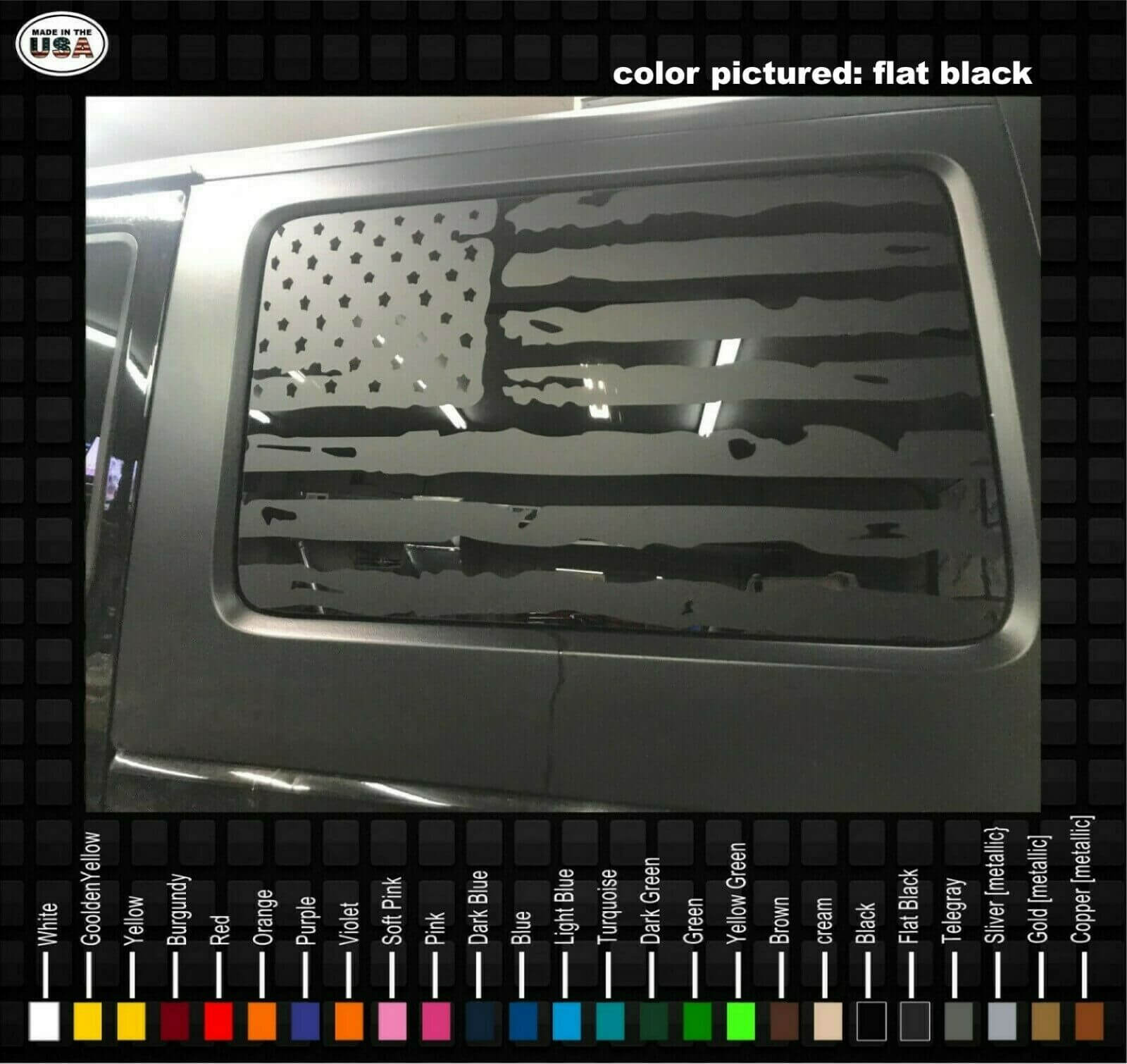 Distressed American USA Flag Vinyl Window Decal Sticker for Jeep Wrangler US020