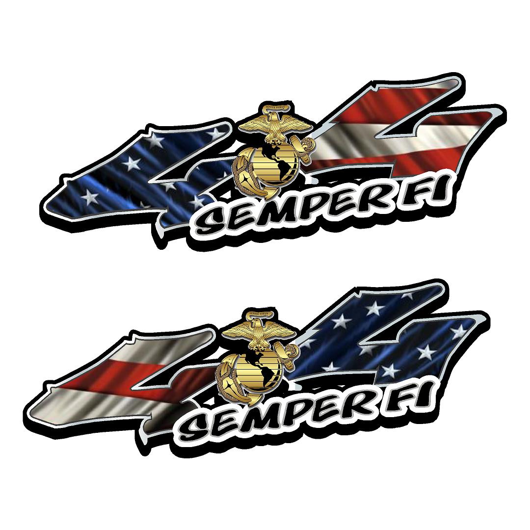 4×4 Marines Semper Fi Truck American Flag Truck Bed Vinyl Decal Sticker  (SET OF 2) SIZE: 13.25″ x 5″ – Country Boy Customs Store